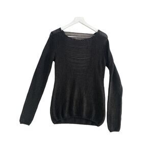 Xuss Women's Sweater Pullover Black Long Sleeve With Black Cut Out Detail -‎ Med